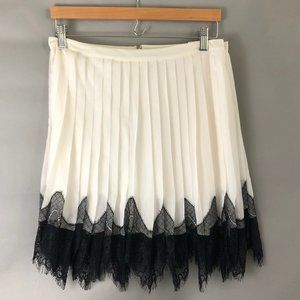 Cream & Black Lace Knife Pleat Mini Skirt SZ :